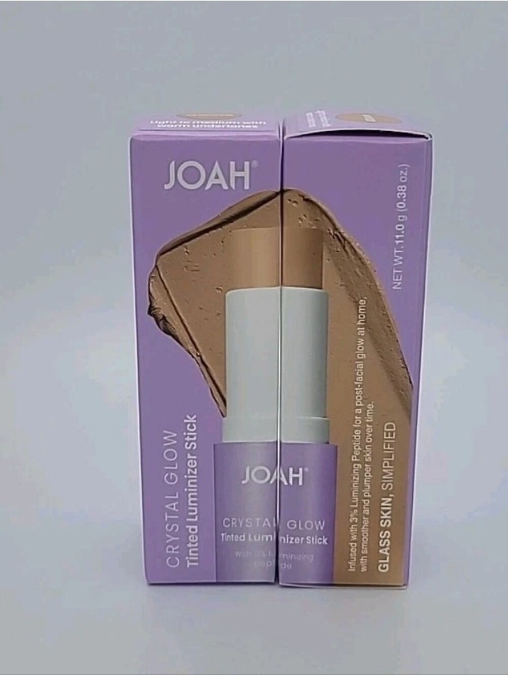 2x Joah Crystal Glow Tinted Luminizer Stick MW020 Light Medium Warm Undertones